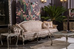 Casa Padrino luxury baroque living room sofa pink / silver 245 x 83 x H. 104 cm - Solid wood sofa with elegant pattern and decorative pillows - Living room furniture in baroque style
