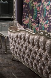 Casa Padrino luxury baroque living room sofa pink / silver 245 x 83 x H. 104 cm - Solid wood sofa with elegant pattern and decorative pillows - Living room furniture in baroque style