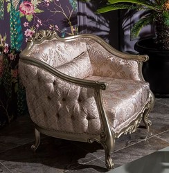 Casa Padrino fauteuil baroque de luxe rose / argent 100 x 76 x H. 89 cm - Fauteuil de salon avec motif élégant et coussin décoratif - Mobilier Baroque