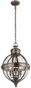 Casa Padrino lustre de luxe argent antique Ø 37,1 x H. 54,9 cm - Lustre rond de style victorien - Lustre d'Hôtel et de Restaurant