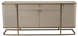 Casa Padrino luxury chest of drawers with 4 doors and drawer beige / brass colors 170 x 46 x H. 75 cm - Sideboard - Cabinet - Luxury furniture - Luxury Quality