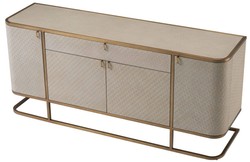Casa Padrino luxury chest of drawers with 4 doors and drawer beige / brass colors 170 x 46 x H. 75 cm - Sideboard - Cabinet - Luxury furniture - Luxury Quality