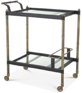 Casa Padrino chariot de service laiton vintage / noir 74 x 44,5 x H. 84 cm - Chariot Gastronomie Hôtel Restaurant - Accessoires de Luxe