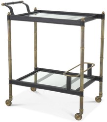 Casa Padrino chariot de service laiton vintage / noir 74 x 44,5 x H. 84 cm - Chariot Gastronomie Hôtel Restaurant - Accessoires de Luxe