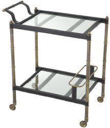 Casa Padrino chariot de service laiton vintage / noir 74 x 44,5 x H. 84 cm - Chariot Gastronomie Hôtel Restaurant - Accessoires de Luxe
