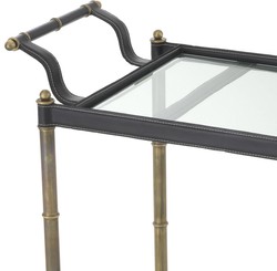 Casa Padrino chariot de service laiton vintage / noir 74 x 44,5 x H. 84 cm - Chariot Gastronomie Hôtel Restaurant - Accessoires de Luxe