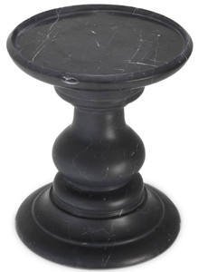 Casa Padrino Luxus Beistelltisch Schwarz Ø 33 x H. 39,5 cm - Runder Beistelltisch aus hochwertigem Marmor - Luxus Marmor Möbel