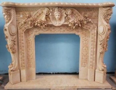 Casa Padrino luxury baroque fireplace surround beige 257 x 55 x H. 205 cm - Magnificent fireplace surround made of high quality marble - Baroque Furniture