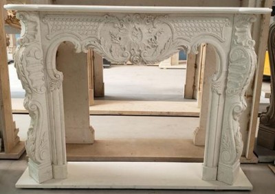 Casa Padrino luxury baroque fireplace surround cream 180 x 35 x H. 130 cm - Magnificent fireplace surround made of high quality marble - Decorative accessories in baroque style