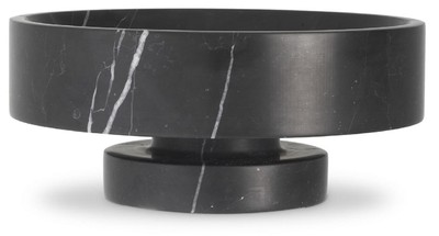 Casa Padrino Luxus Schale Schwarz Ø 33 x H. 13 cm - Runde Deko Schüssel aus hochwertigem Marmor - Luxus Deko Accessoires