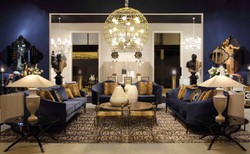 Luxus Barock Samt Wohnzimmer Sessel Blau Dunkelbraun Luxury Baroque Velvet Living Room Armchair Blue Dark Brown