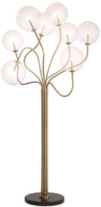 Casa Padrino lámpara de pie halógena de lujo latón antiguo / negro Ø 70 x A. 170 cm - Lámpara de pie de metal regulable con pantallas redondas de vidrio y base de mármol - Colección de Lujo