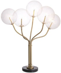 Casa Padrino luxury halogen table lamp antique brass / black Ø 55 x H. 80 cm - Dimmable metal table lamp with round glass lampshades and marble base - Luxury Collection