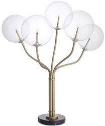 Casa Padrino luxury halogen table lamp antique brass / black Ø 55 x H. 80 cm - Dimmable metal table lamp with round glass lampshades and marble base - Luxury Collection