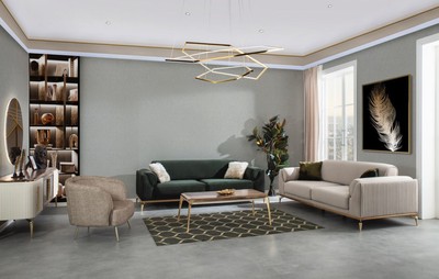 Casa Padrino Luxus Art Deco Sofa Grün / Braun / Gold 230 x 100 x H. 92 cm - Edles Wohnzimmer Sofa mit dekorativen Kissen - Luxus Art Deco Möbel