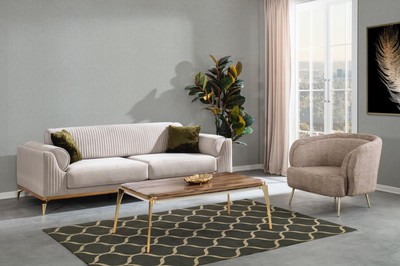 Casa Padrino Luxus Art Deco Wohnzimmer Sessel Braun / Grau / Gold 85 x 90 x H. 100 cm - Wohnzimmer Möbel - Art Deco Möbel