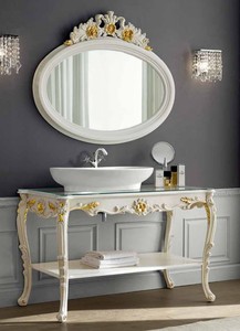 Casa Padrino luxury baroque bathroom set ivory / gold - 1 Washstand & 1 Wall Mirror - Bathroom furniture in baroque style - Noble & Magnificent