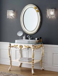 Casa Padrino luxury baroque bathroom set silver / gold - 1 Washstand & 1 Wall Mirror - Bathroom furniture in baroque style - Noble & Magnificent