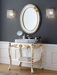 Casa Padrino set da bagno barocco di lusso argento / oro - 1 Armadio del Lavandino e 1 Specchio a Parete - Mobili da bagno in stile barocco - Nobile e Magnifico
