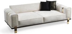 Casa Padrino sofá de salón de lujo con respaldo ajustable blanco / gris / oro 223 x 93 x A. 76 cm - Muebles de Salón - Muebles de Lujo

