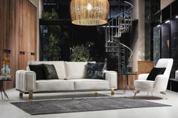 Casa Padrino sofá de salón de lujo con respaldo ajustable blanco / gris / oro 223 x 93 x A. 76 cm - Muebles de Salón - Muebles de Lujo
