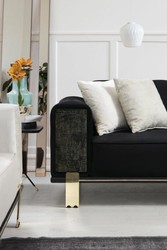 Casa Padrino sofá de salón de lujo con respaldo ajustable negro / oro 223 x 93 x A. 76 cm - Muebles de Salón - Muebles de Lujo
