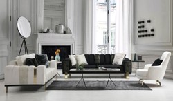 Casa Padrino sofá de salón de lujo con respaldo ajustable negro / oro 223 x 93 x A. 76 cm - Muebles de Salón - Muebles de Lujo
