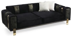 Casa Padrino sofá de salón de lujo con respaldo ajustable negro / oro 223 x 93 x A. 76 cm - Muebles de Salón - Muebles de Lujo
