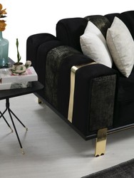 Casa Padrino sofá de salón de lujo con respaldo ajustable negro / oro 223 x 93 x A. 76 cm - Muebles de Salón - Muebles de Lujo
