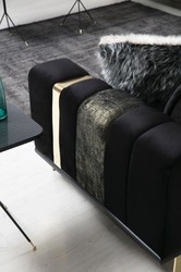 Casa Padrino sofá de salón de lujo con respaldo ajustable negro / oro 223 x 93 x A. 76 cm - Muebles de Salón - Muebles de Lujo
