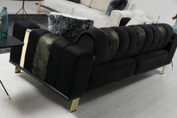 Casa Padrino sofá de salón de lujo con respaldo ajustable negro / oro 223 x 93 x A. 76 cm - Muebles de Salón - Muebles de Lujo
