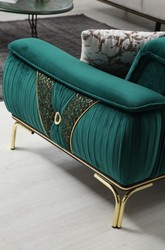 Casa Padrino canapé de salon de luxe avec dossier réglable vert / or 223 x 93 x H. 78 cm - Meubles de salon de luxe