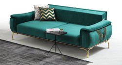Casa Padrino canapé de salon de luxe avec dossier réglable vert / or 223 x 93 x H. 78 cm - Meubles de salon de luxe