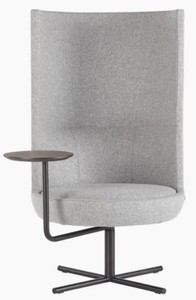 Casa Padrino Luxus Drehsessel Grau / Schwarz Ø 70 x H. 126 cm - Hochlehn Sessel mit verstellbarer Ablagefläche - Hotel Sessel - Hotel Möbel
