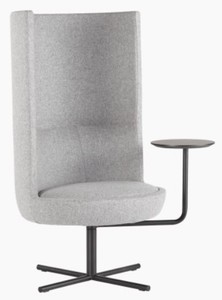 Casa Padrino Luxus Drehsessel Grau / Schwarz Ø 70 x H. 126 cm - Hochlehn Sessel mit verstellbarer Ablagefläche - Hotel Sessel - Hotel Möbel