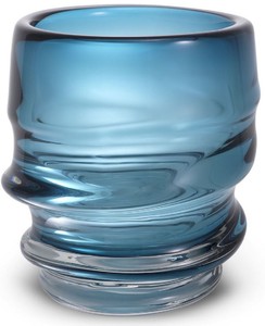 Casa Padrino vaso di vetro decorativo di lusso blu Ø 22 x A. 24 cm - Elegante Vaso di Fiori Soffiato a Mano - Accessori di Decorazione di Lusso