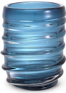 Casa Padrino vaso di vetro decorativo di lusso blu Ø 22 x A. 30 cm - Elegante Vaso di Fiori Soffiato a Mano - Accessori di Decorazione di Lusso