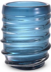 Casa Padrino florero de vidrio decorativo de lujo azul Ø 22 x A. 30 cm - Elegante Florero Soplado a Mano - Accesorios de Decoración de Lujo