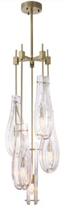 Casa Padrino lustre de luxe laiton Ø 37 x H. 95,5 cm - Lustre moderne en métal avec abat-jour en verre - Qualité de Luxe
