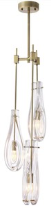 Casa Padrino lustre de luxe laiton Ø 30 x H. 95,5 cm - Lustre moderne en métal avec abat-jour en verre - Qualité de Luxe