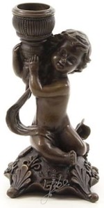 Casa Padrino Art Nouveau Bronze Candlestick 7.1 x 7.1 x H. 14.1 cm - Decorative Candle Holder - Baroque & Art Nouveau Decorative Accessories