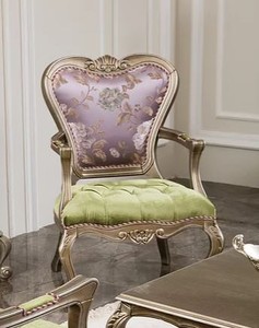 Casa Padrino luxury baroque armchair purple / green / silver 62 x 60 x H. 103 cm - Living room armchair with flower pattern - Noble & Magnificent