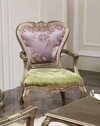 Casa Padrino poltrona barocco di lusso viola / verde / argento 62 x 60 x A. 103 cm - Poltrona da soggiorno con motivo floreale - Nobile e Magnifico