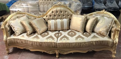 Luxus Barock Wohnzimmer Sofa mit Muster Gold Luxury Baroque Living Room Sofa with Pattern Gold