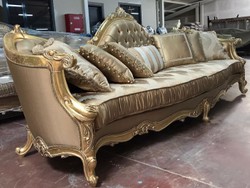 Casa Padrino luxury baroque sofa gold 300 x 90 x H. 119 cm - Magnificent living room sofa with elegant pattern - Baroque Furniture