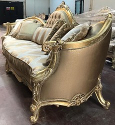 Casa Padrino luxury baroque sofa gold 300 x 90 x H. 119 cm - Magnificent living room sofa with elegant pattern - Baroque Furniture