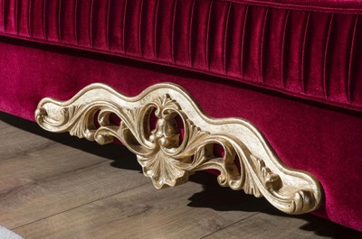 Casa Padrino Luxus Barock Sofa Bordeauxrot / Gold 244 x 95 x H. 123 cm - Prunkvolles Wohnzimmer Sofa mit dekorativen Kissen - Barock Wohnzimmer Möbel