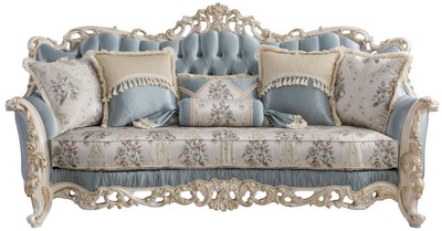 Luxus Barock Wohnzimmer Sofa Hellblau Creme Weiß Gold Luxury Baroque Living Room Sofa Light Blue Cream White Gold