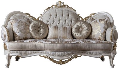 Luxus Barock Wohnzimmer Sofa Grau Weiß Gold Luxury Baroque Living Room Sofa Gray White Gold