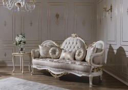 Luxus Barock Wohnzimmer Sofa Grau Weiß Gold Luxury Baroque Living Room Sofa Gray White Gold